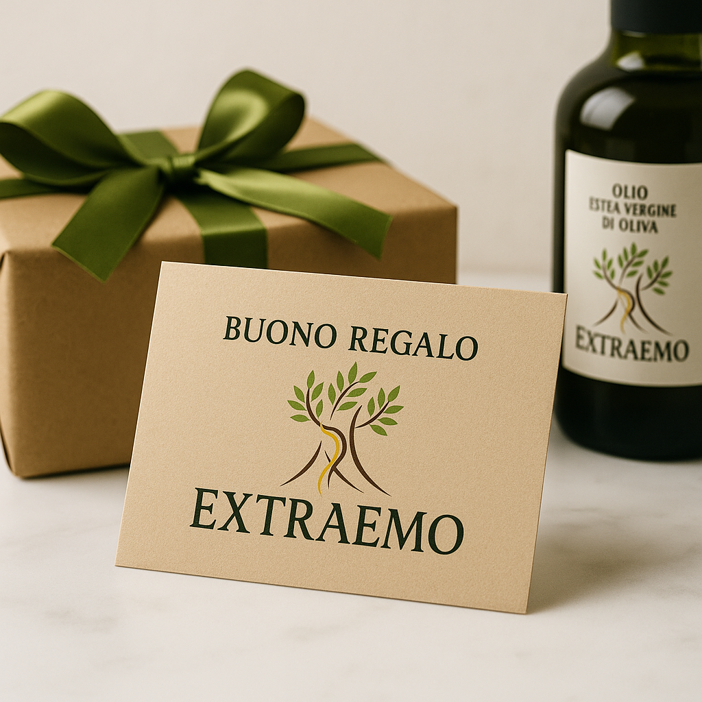Buono Regalo Extraemo per olio extravergine d’oliva di qualità superiore, regalo gourmet elegante