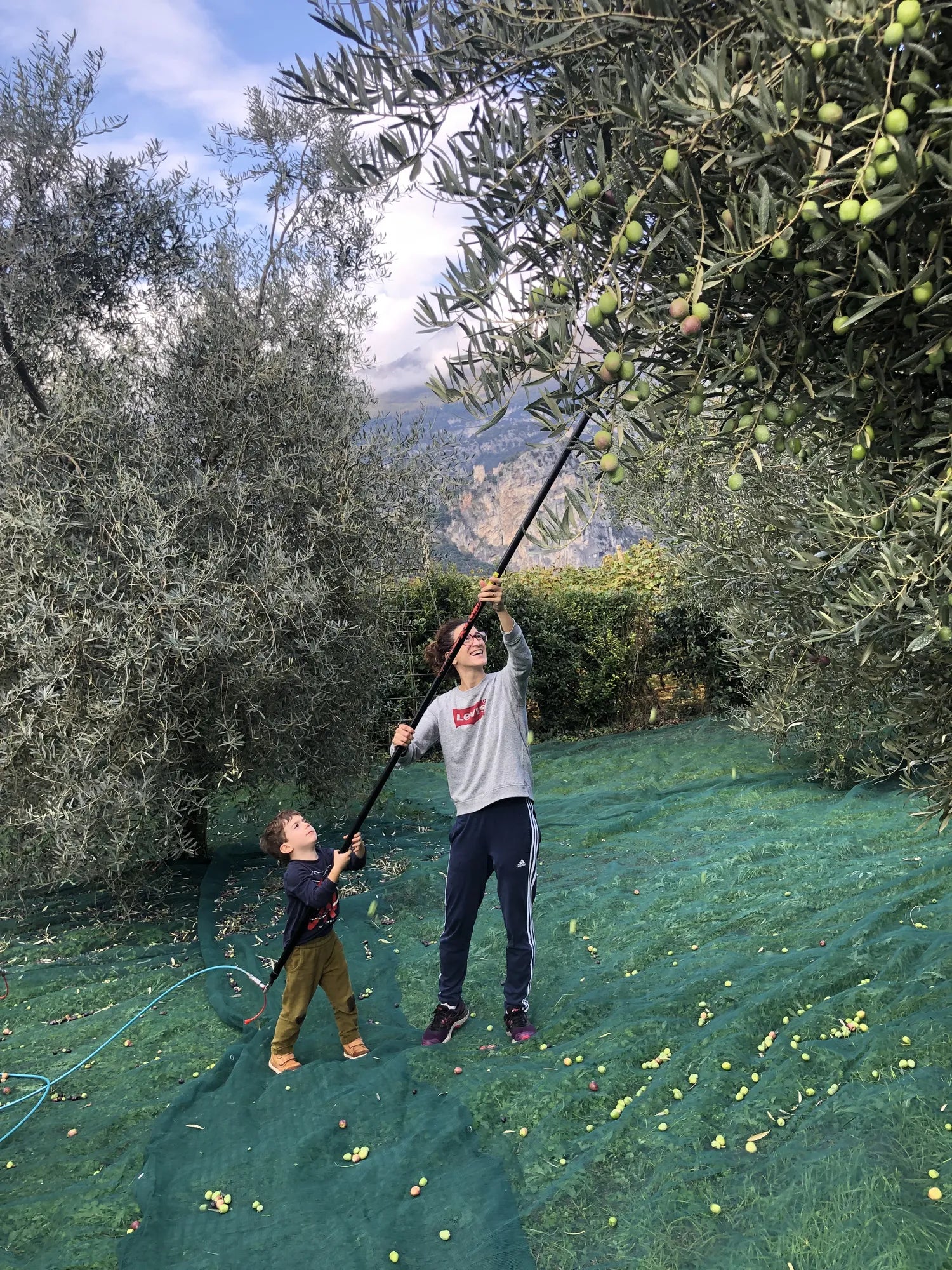 Famiglia dell’Azienda Agricola Del Fabbro, marchio Extraemo in oliveto